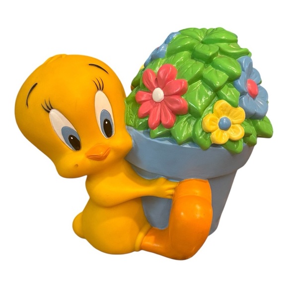 TWEETY BIRD WB Warner Bros. Studio Store Coin Bank Piggy Flower Pot Vintage 1998 - Picture 6 of 6